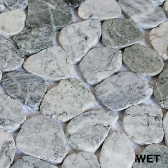 ICY Glacier Sliced Pebble Mosaic, Tumbled Stone Backsplash Tiles for Kitchen Walls, Shower and Bathroom Floors, and Outdoor Areas (12" X 12")