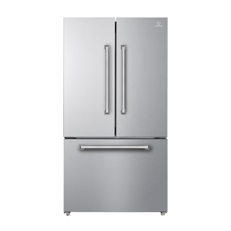 ICYBER BOOM 27.4 cu ft French Door Refrigerator, Bar Handle, Stainless Steel, Auto Defrost, Ice Maker & Water Filter, Dual Zone, Energy Efficient, for Home Kitchen
