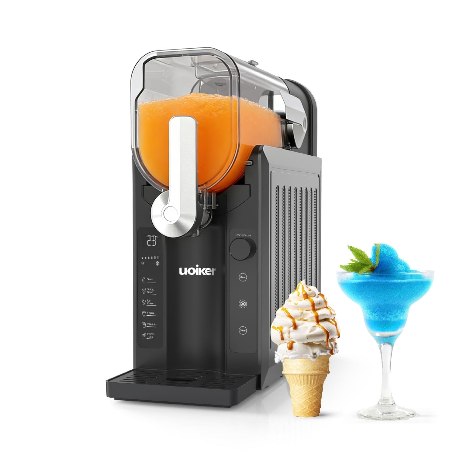 ICYBER BOOM 88 Oz Slushie Machine for Home, No Ice Needed Frozen Drink Maker with 6 Presets and Self-Cleaning, Black