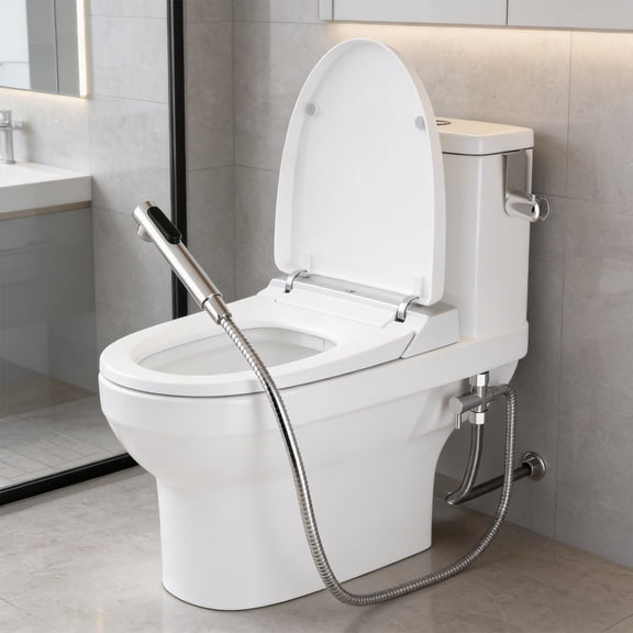 ICYBER BOOM Handheld Bidet Sprayer Kit, Black Stainless Steel Toilet Spray with Adjustable Pressure, 47" Hose & T-Valve Adapter, Multi-Purpose for Personal Hygiene, Baby Care, Pet Bath