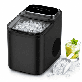 ICYBER BOOM Nugget Ice Maker Countertop, 33 lbs Per Day Portable Pebble Ice Machine, 2 Adjustable Ice Sizes, Soft Chewable Bullet Ice for Home, Party, RV, Self-Cleaning, Full Touch Screen,Black