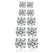 DESIGNS BY FMC ICZ Stonez Women's 10.44 Carat T.G.W. CZ Sterling Silver Stud Earrings, Set of 5