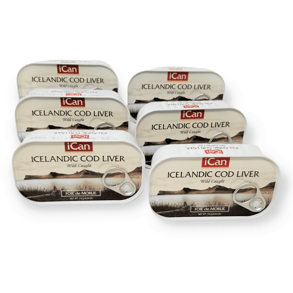 ICan Icelandic Cod Liver in Own Oil Flavor:Natural Size:Pack of 6
