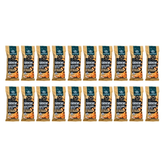 IChoose Go Nuts Premium Cashews, High Protein Plant-Based Snack, 2 oz per Pack (20 Packs, Black Pepper and Sea Salt)