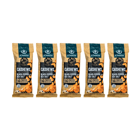IChoose Go Nuts Premium Cashews, High Protein Plant-Based Snack, 2 oz per Pack (5 Packs, Black Pepper and Sea Salt)