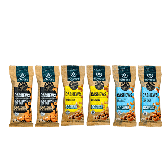 IChoose Go Nuts  Premium Cashews, High Protein Plant-Based Snack, 2 oz per Pack (6 Packs, Trio Mix)