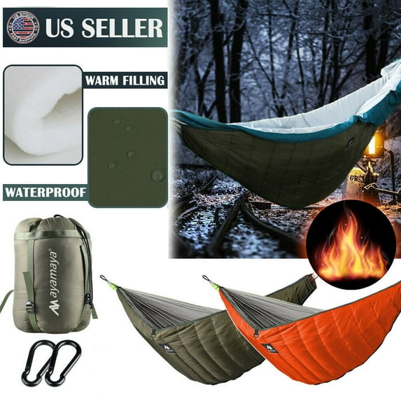 IClover Full Length Hammock Underquilt Camping Hiking Under Quilt Winter Warm Blanket US Orange
