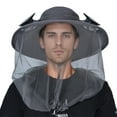 thumbnail image 1 of IC ICLOVER Mosquito Net Hat with Fan Built-in, Wide Brim Solar Fan Hat with Netting, 3 Speeds Adjustable for Men Women Outdoor - Gray, 1 of 8