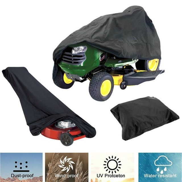 IClover Lawn Mower Cover,Waterproof Heavy Duty Durable UV Resistant Push Lawn Mower Covers with Drawstring Storage Bag for Universal Yard Machine Hand Weeder Small Size