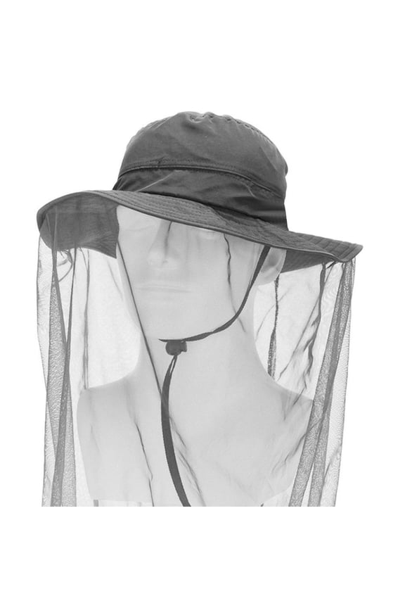 Net Mesh Head Face Protector Anti-mosquito Mask Hat [4 Colors] Insect Bee Mosquito Bug Resistance Sunhat Safari Hat without UV Protection for Travel Camping Pasture Gray