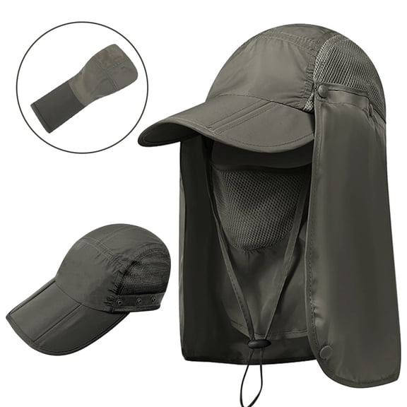 IC ICLOVER Sun Hat with Neck Flap Face Mask, Foldable Fishing Hat for Men Women Sun Protection Baseball Cap, Green