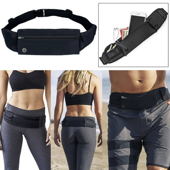 IClover Running Waist Bag Fanny Pack / Hip Pack Pouch for Man Women Sports Travel Hiking / Money for iPhone 16/15/14/ Pro Max/13/12/Pro/Max Samsung Note 20/S23 Ultra/Plus Black All Sizes