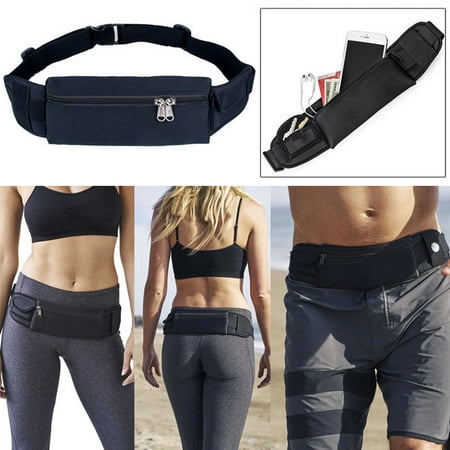 IClover Running Waist Bag Fanny Pack / Hip Pack Pouch for Man Women Sports Travel Hiking / Money for iPhone 13 Pro Max/12/11/Pro/Max/7 Plus 8/X/8 Plus Samsung Note 20/S21 Ultra/Plus/S8 Black All Sizes