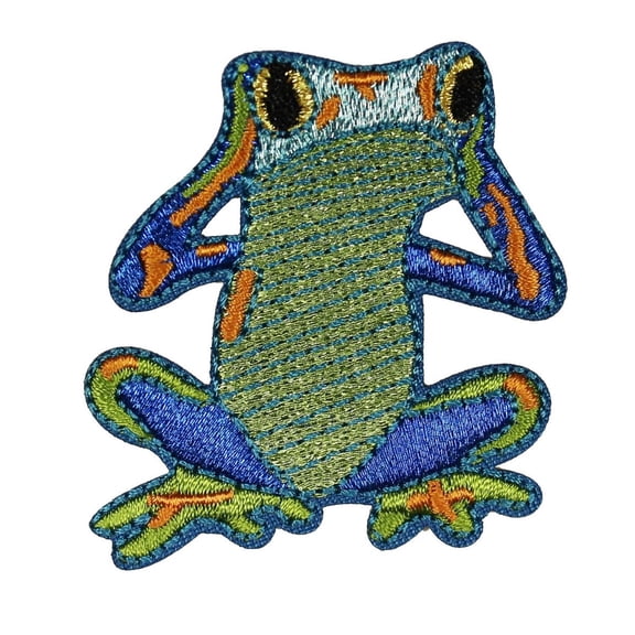 ID 0002 Frog Hear No Evil Embroidered Iron On Applique Patch