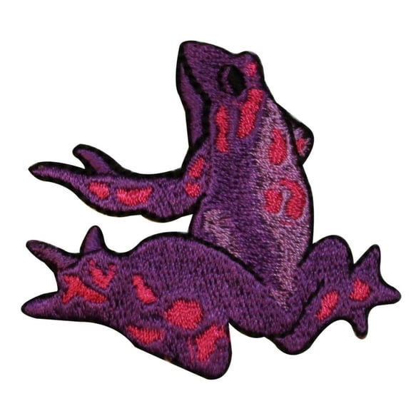 ID 0013 Purple Pink Frog Tri Colored Hanging Embroidered Iron On Applique Patch