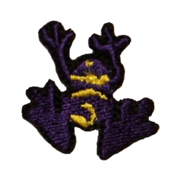 ID 0015B Small Purple Frog Embroidered Iron On Applique Patch