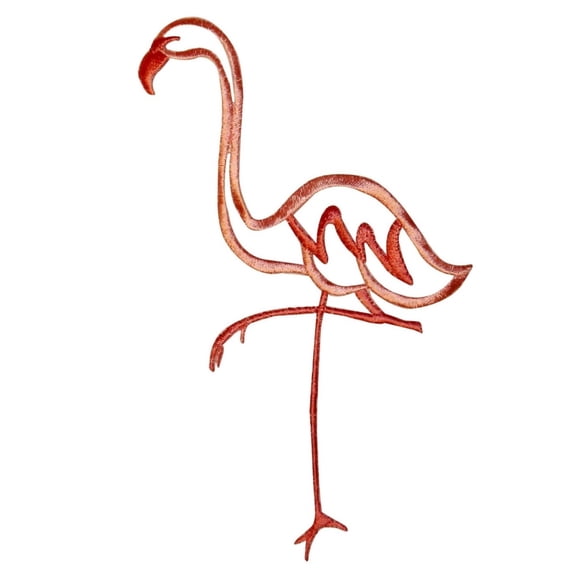 ID 0030 Pink Flamingo Raising Leg Bird Embroidered Iron On Applique Patch