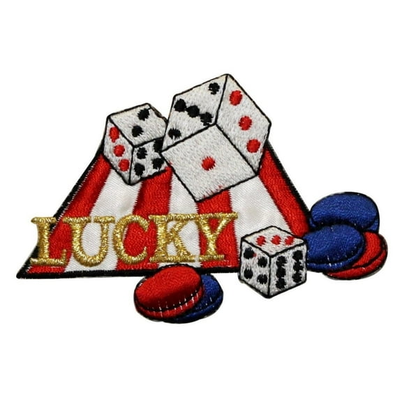 ID 0064 Lucky Dice Poker Chips Vegas Gamble Embroidered Iron On Applique Patch