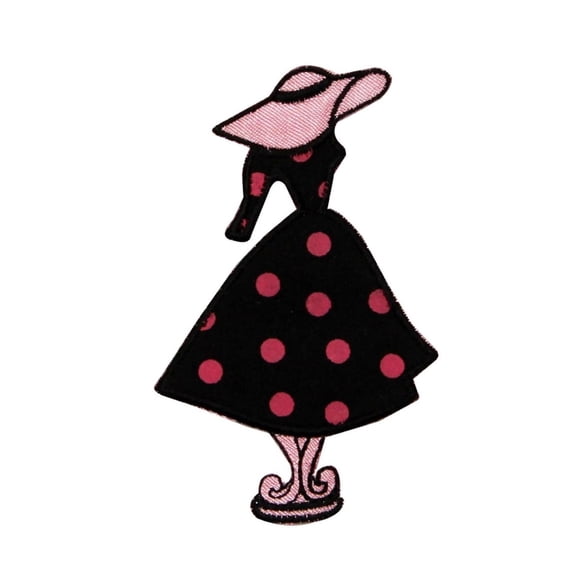 ID 0132 Polka Dot Dress Patch Mannequin Display Embroidered Iron On Applique