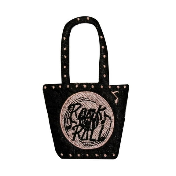 ID 0140 Rock N Roll Purse Patch Handbag 50s Embroidered Iron On Applique