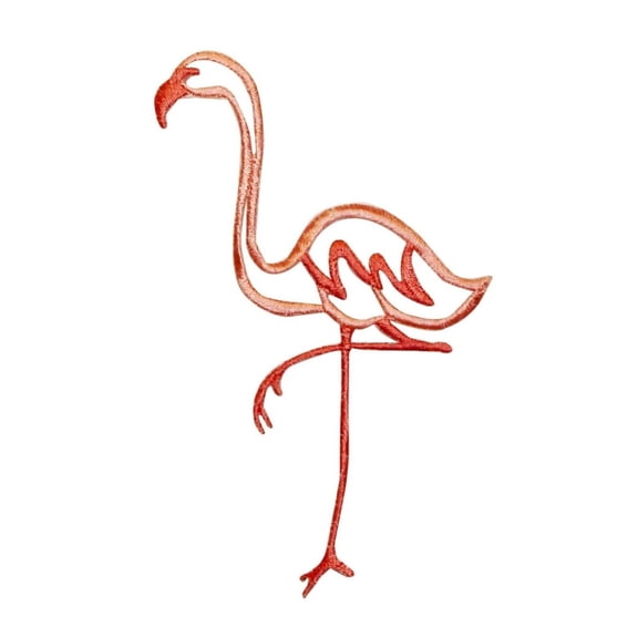 ID 0148 Pink Flamingo Patch Outline Bird Craft Embroidered Iron On Applique