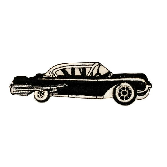 ID 0152 Black Retro Car Patch 50's Classic Auto Embroidered Iron On Applique