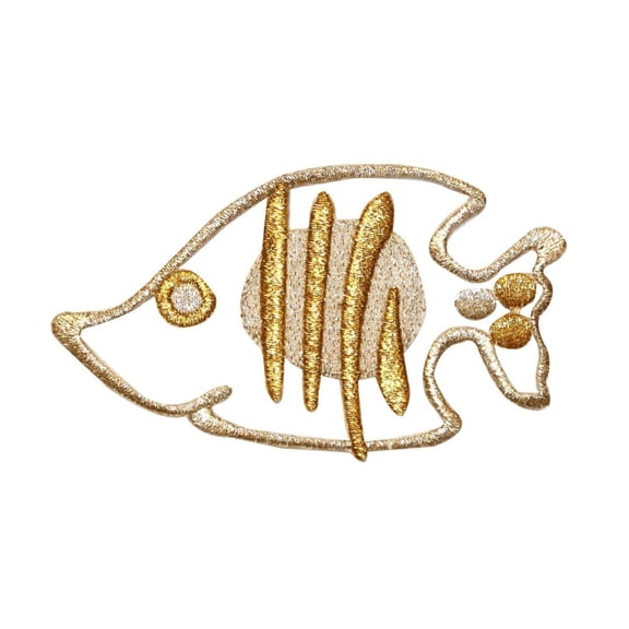 ID 0190 Tropical Fish Outline Patch Ocean Aquarium Embroidered Iron On Applique