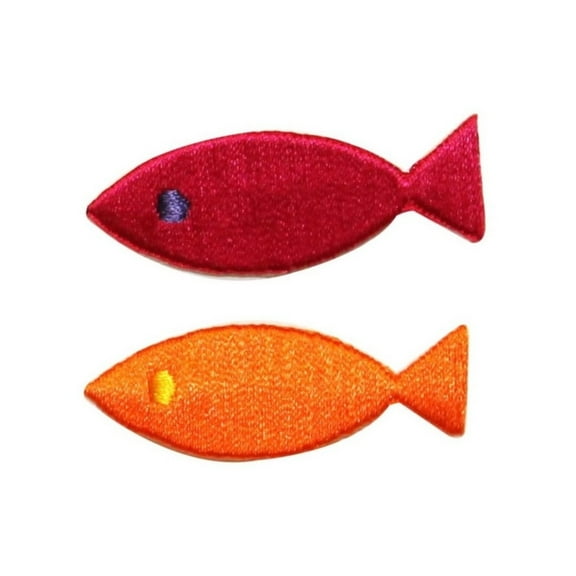 ID 0217AB Set of 2 Tropical Fish Emblem Patch Fishing DIY Iron On Badge Applique