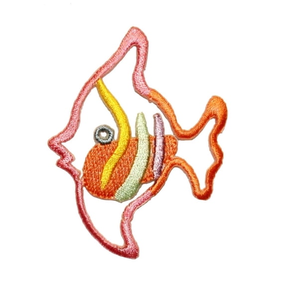 ID 0258 Spade Fish Outline Patch Tropical Sea Life Embroidered Iron On Applique