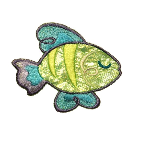 ID 0263 Cartoon Angel Fish Sleeping Patch Tropical Aquarium Iron On Applique