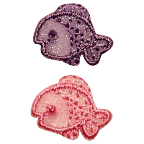 ID 0271AB Set of 2 Guppy Fish Emblem Patch Embroidered Iron On Badge Applique