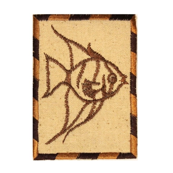ID 0272 Angel Fish Drawing Patch Emblem Sign Embroidered Iron On Applique