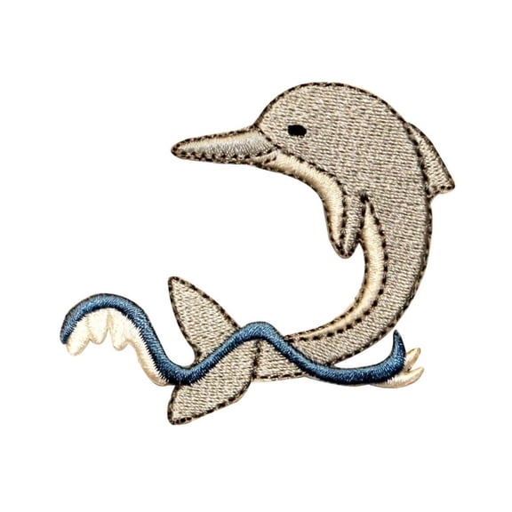 ID 0292 Dolphin Splashing Patch Fish Porpoise Embroidered Iron On Applique
