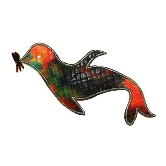 ID 0313 Seal Sea lion Tie Died Patch Swimming Ocean Iron On Applique