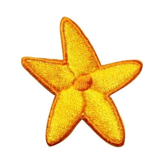 ID 0323 Lot of 2 Golden Starfish Patch Sea Life Craft Embroidered Iron On Applique