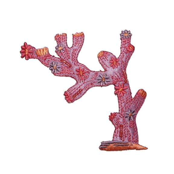 ID 0343 Pink Coral Underwater Patch Reef Embroidered Iron On Badge Applique