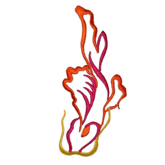 ID 0369B Koi Fish Outline Patch Chinese Symbol Embroidered Iron On Applique