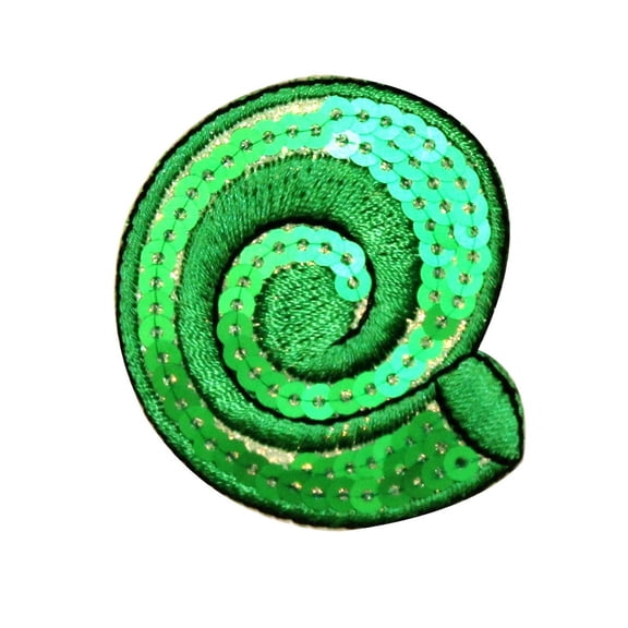 ID 0370 Spiral Seashell Patch Sequin Tropical Craft Embroidered Iron On Applique