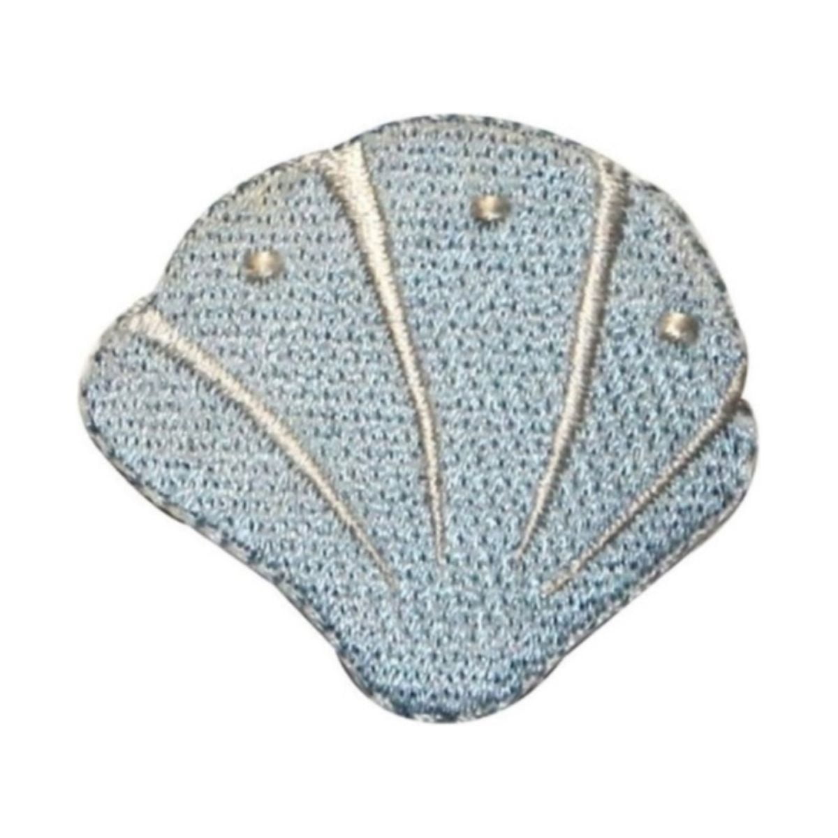 ID 0383B Blue Clam Shell DÃ©cor Patch Tropical Beach Embroidered Iron ...