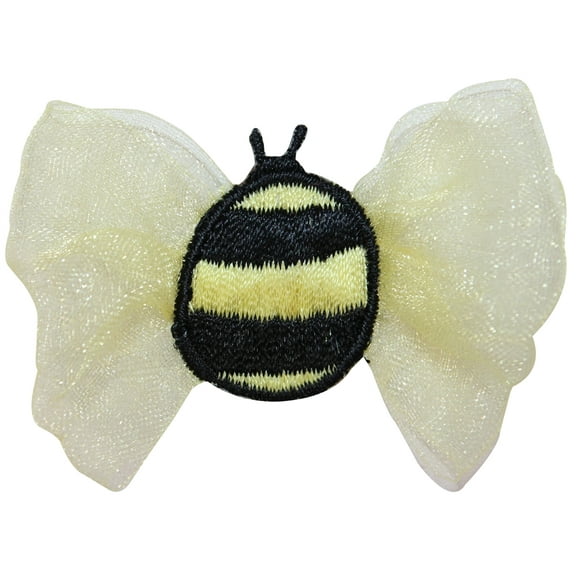 ID 0414 Bumble Bee Lace Wings Patch Flying Bug Embroidered Iron On Applique