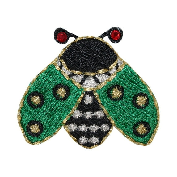 ID 0432 Green Lady Bug Patch Beetle Insect Embroidered Iron On Badge Applique