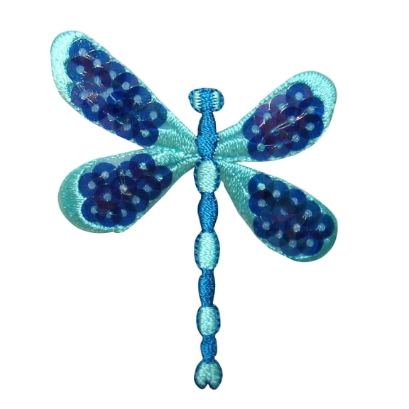 ID 0471A Sequin Dragonfly Patch Flying Garden Fairy Embroidered Iron On Applique
