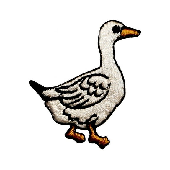 ID 0501 White Goose Standing Patch Wild Life Duck Embroidered Iron On Applique