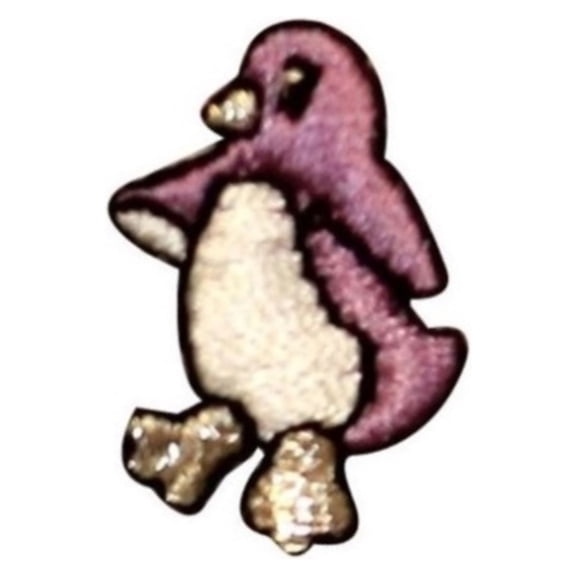 ID 0508B Purple Tiny Penguin Jumping Patch Cute Embroidered Iron On Applique
