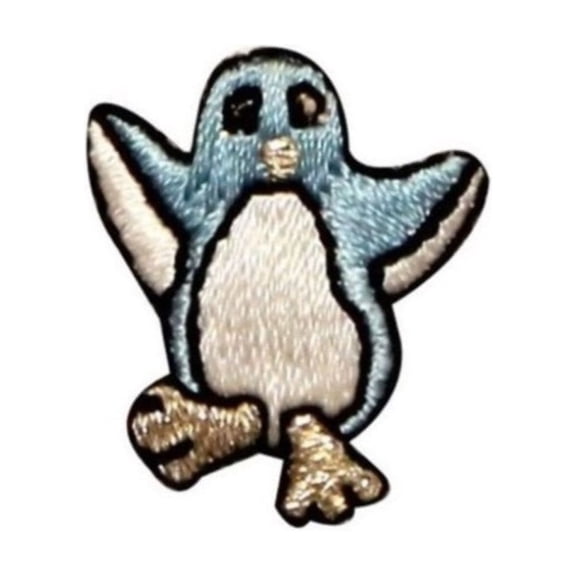 ID 0510C Blue Tiny Penguin Dancing Patch Cute Embroidered Iron On Applique