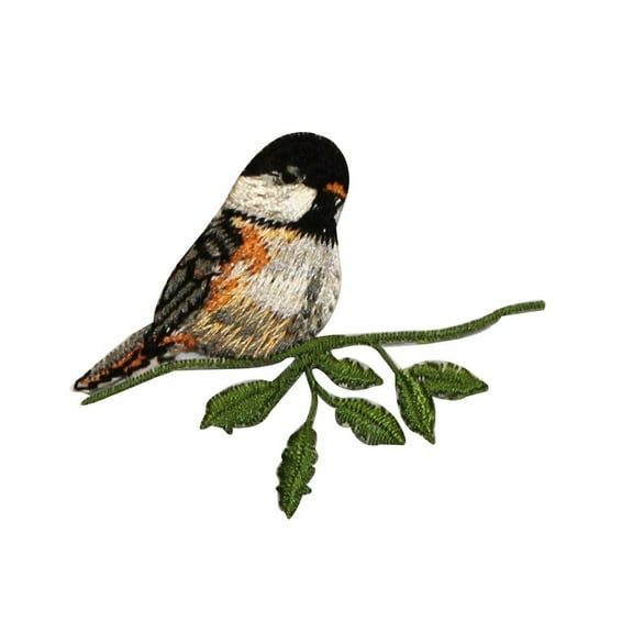 ID 0551Z Chickadee Bird Patch Small Swallow Perch Embroidered Iron On Applique