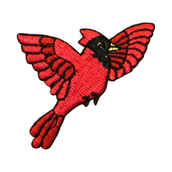 ID 0603 Flying Cardinal Patch Nature Bird Spring Embroidered Iron On Applique