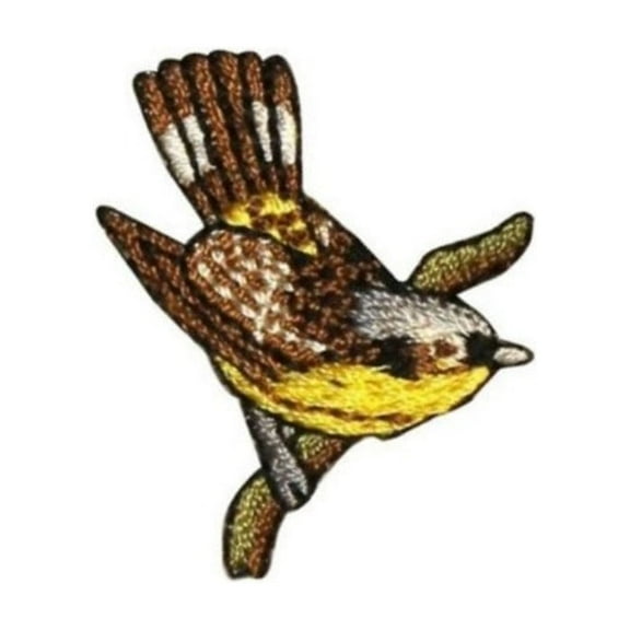 ID 0612D Sparrow Perched Patch Robin Swallow Branch Embroidered Iron On Applique