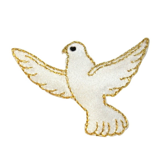 ID 0626 Lot of 2 Flying White Dove Patch Peace Love Bird Embroidered Iron On Applique