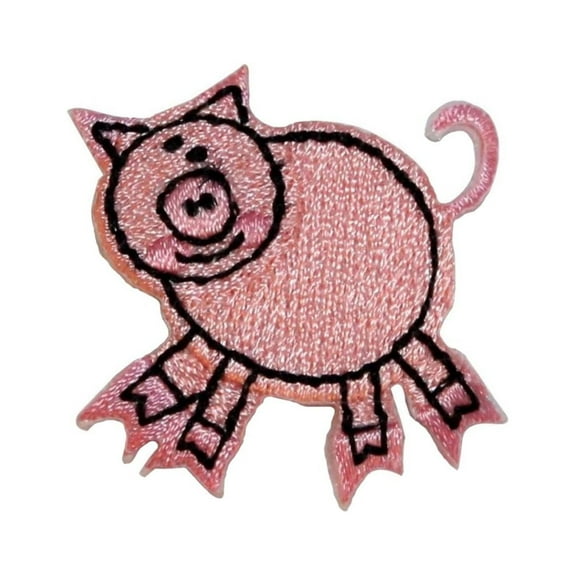 ID 0721A Cartoon Pig Cutout Patch Farm Animal Craft Embroidered Iron On Applique